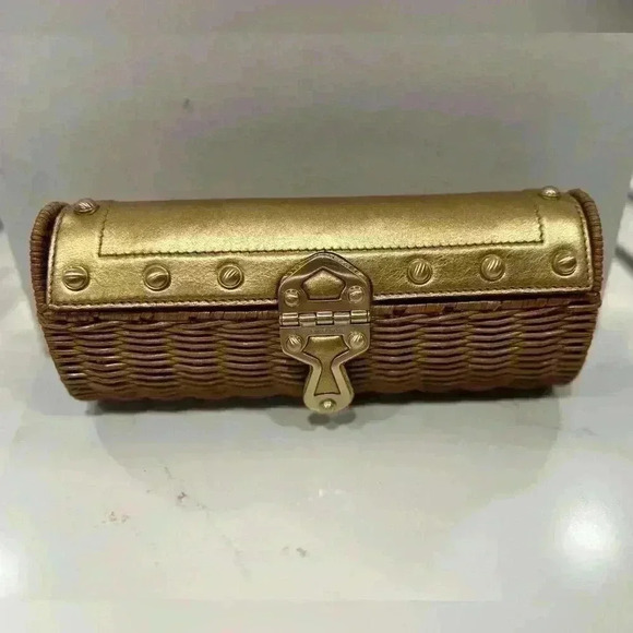 Michael Kors Santorini Gold Wicker Clutch - Picture 9 of 15